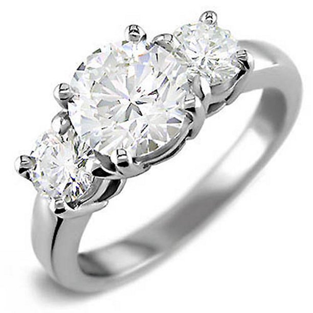 2 Carat Brilliant Round Past Present Future 3 Stone Diamond Ring