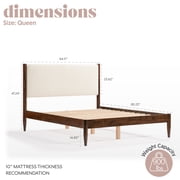 DG Casa Reign Queen Size Boucle Headboard Solid Wood Walnut Mid Century Modern Bed