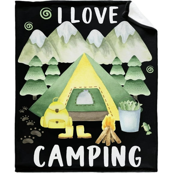 Funny Camping Fleece Flannel Gift Blanket Lightweight Soft Throw Blanket Cute Cozy Blanket for Bed Couch Travel Outdoor 40''''x 50'''' for Kids/Child