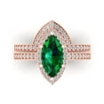 thumbnail image 2 of Clara Pucci 18K Rose Gold 2.4875 Simulated Emerald Engraveable Engagement Ring + Wedding Band Set, 2 of 7