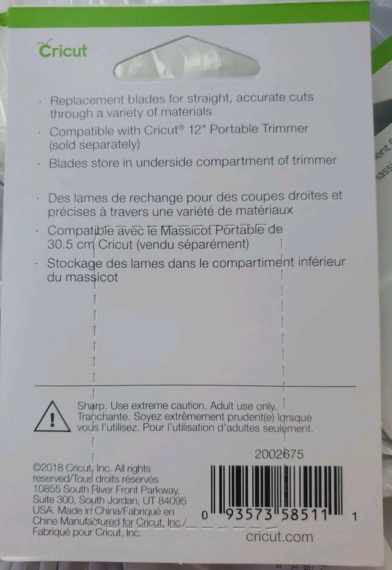 Cricut Portable Trimmer Replacement Blades - 2 Pk 2002675 Authentic