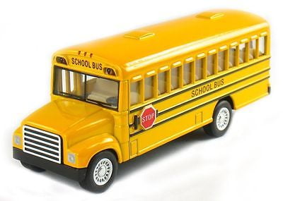 Flat Nose Yellow School Bus Diecast Model pull back action openable doors 5 inch 