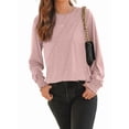 thumbnail image 3 of Blusas de Larga para Mujer, con Cuello Redondo Plisado, Informales, de Negocios, Ropa de Moda. Rosa XL, 3 of 6