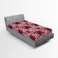 thumbnail image 2 of Ambesonne Vintage Fitted Sheet, Watercolor Summer Flowers, Twin XL Size, Dark Coral and Sage Green, 2 of 5