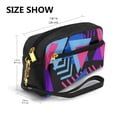 thumbnail image 3 of YFYANG Leather Portable Travel Small Makeup Bag, Multifunctional Storage Bag, Blue Triangle Abstract Pattern Cosmetic Bag, 3 of 4