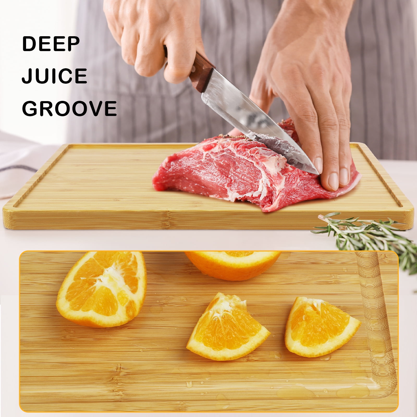 Bamboo Cutting Board Set with 6 Color-Coded Flexible Chopping Mats for Kitchen Prep, Charcuterie & Chopping for Meat, Vegetables and Fruits
