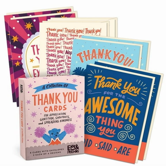 Em & Friends Boxed Cards (Mixed) Thank You Cards with Envelopes (Box of 8, Two Each of 4 Styles), (Hardcover)