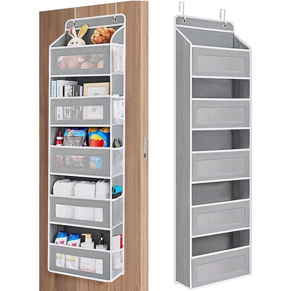 Over the Door Organizer with 5 Large Pockets 5 Mesh Side Pockets Anti-Tilt