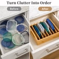 thumbnail image 3 of FOUKUS Container Lid Organizer: Bamboo Kitchen Storage Organizer with Adjustable Dividers for Plastic Lid Organizer, Food Container Lid Organizer for Cabinet, Drawer, Pantry & Countertop Organization, 3 of 6
