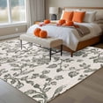 thumbnail image 4 of Pastoral Flower Washable Area Rug 5 x 8 ft Gray Green Flower Vintage Linen Texture , Soft Non Slip Rugs Stain Repellent Indoor Felt Carpet for Living Dining Room Bedroom Home Office, 4 of 9