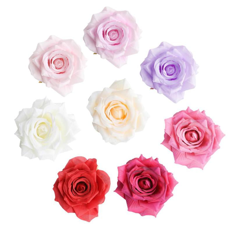 10x Artificial Silk Rose Flowers Heads DIY Wedding Scrapbooking Flower Kiss Ball 