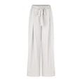 thumbnail image 3 of CKpwisy Wide Leg Pants for Women Elastic Waist Drawswtring Loose Pant Linen High Waisted Palazzo Pants Work Casual Flowy Tie Knot Trousers with Pockets, 3 of 7