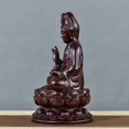 thumbnail image 3 of Ebony carved lotus-seated Guanyin Bodhisattva statue, solid wood carving, home decor, rosewood handicrafts., 3 of 4