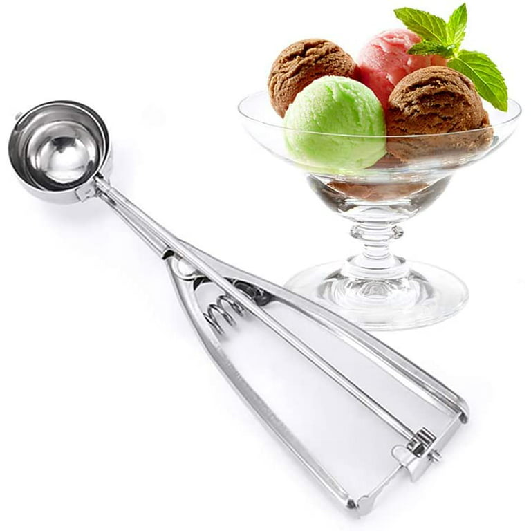 Ice Cream Scoop with Trigger, 18/8 Stainless Steel Metal Small