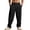 1Pack:Black, variant on TANBOM Men's Casual Drawstring Loose Wide Leg Linen Pants, Army Green, 1-Pack, 2XL