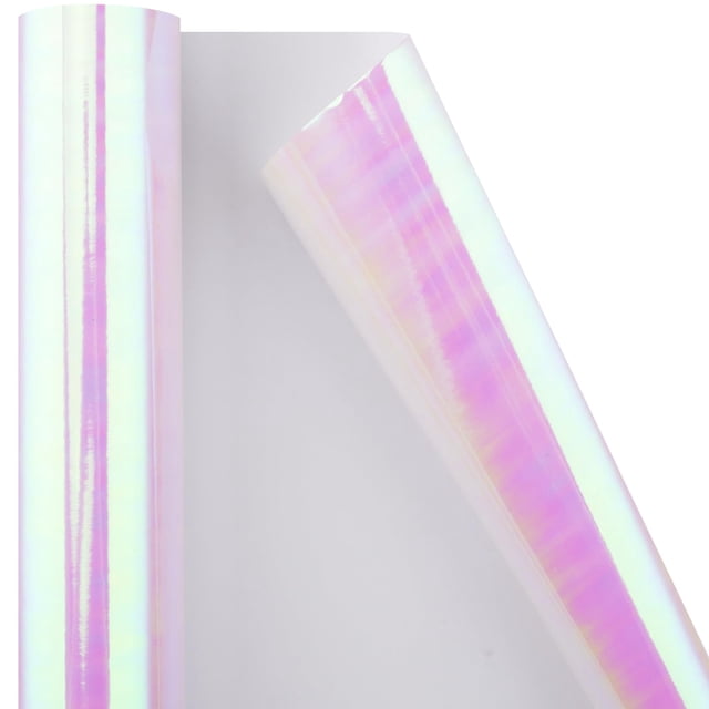 Papel de regalo con purpurina holográfica rosa Burymento, 43 cm x 10 m