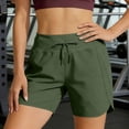 thumbnail image 6 of Miluxas Women's Summer Lightweight Quick Dry Running Shorts Solid High Waisted Workout Gym Track Shorts with Zipper Pockets UPF 50+ Army Green, 6 of 8
