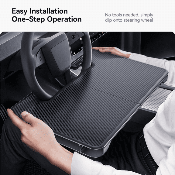 2-in-1 Car Steering Wheel Desk Tray & Car Seat Gap Filler Organizer – Foldable Carbon Fiber Look Table for Laptop, Eating Food, Writing – Universal Fit for Most Vehicles