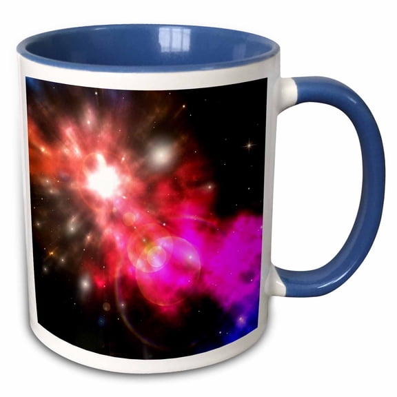 3drose, Galaxy of Colors Bright Colors in Science Fiction Space Scene of Stars Planets Gases, 15oz Two-tone Blue Mug