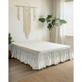 thumbnail image 2 of Weeping Flowers Wrap Around Bed Skirts for California King Bed 18" Drop,Bed Skirt with Adjustable Elastic Belt Dust Ruffle Bed Valance Blue Grey Spring Floral Botanical Rustic Burlap Bed Frame Cover, 2 of 7