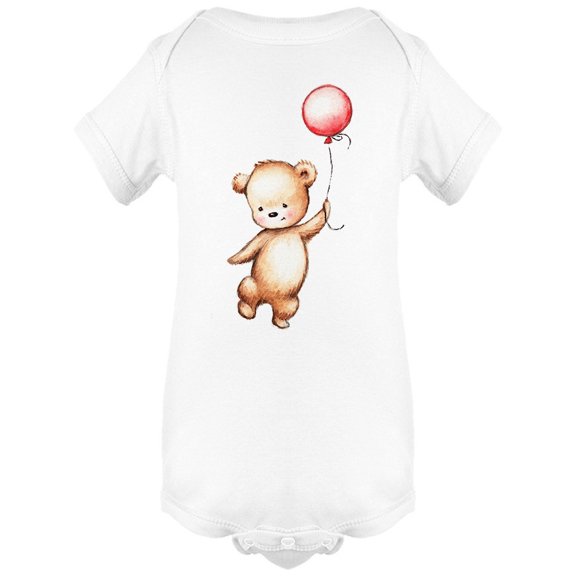 Teddy With Red Balloon Bodysuit Infant -Image by Shutterstock,  6 Months