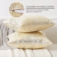 thumbnail image 2 of Gold and White Throw Pillows (18x18, Set of 2) - Glitter Decorative Velvet Cushion Covers, 2 of 5