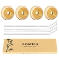thumbnail image 1 of Tapas de Bambú SBMKK 70mm con Agujero para Popote, 4 piezas para Vasos de Vidrio, 1 of 6