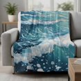 thumbnail image 2 of Teal Coastal Blanket Soft Cozy Warm Throw Blanket for Couch, Plush Fuzzy Flannel Fleece Blankets for Sofa, Summer Beach Nautical Ocean Waves Bed Blankets Lightweight Gifts for Women, 50"x80", 2 of 9