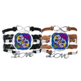 thumbnail image 1 of Constellation Pisces Mexicon Culture Engraving Bracelet Hand Strap Leather Rope Wristband Double Set, 1 of 3