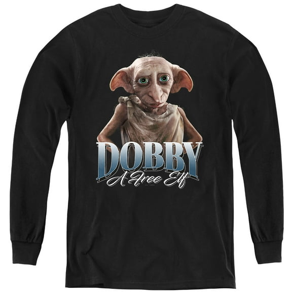 Harry Potter Dobby The Elf Homage Youth Long Sleeve T Shirt, Black, Medium