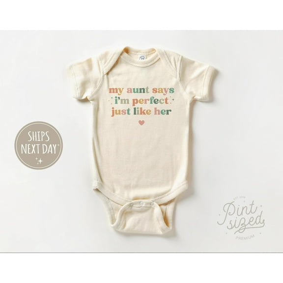 My Aunt Says I'M Perfect Just Like Her, Auntie'S Bestie Baby Onesie, Boho Aunties Favorite Bodysuit, Cute Rainbow Onesie Cute Baby Onesie, BABY BODYSUIT LAT 4424