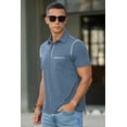 thumbnail image 2 of QDG Mens Polo Short Sleeve Shirt Casual Summer Classic Collared T-Shirt Basic Button Tee with Pocket Blue L, 2 of 8
