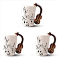 thumbnail image 1 of 3X de Ceramica del Manejar de Violin de la Novedad Creativa Espectro Libre de Te de Leche Cafetaza de la Personalidad Regalo Instrumento Musical Unico, 1 of 8