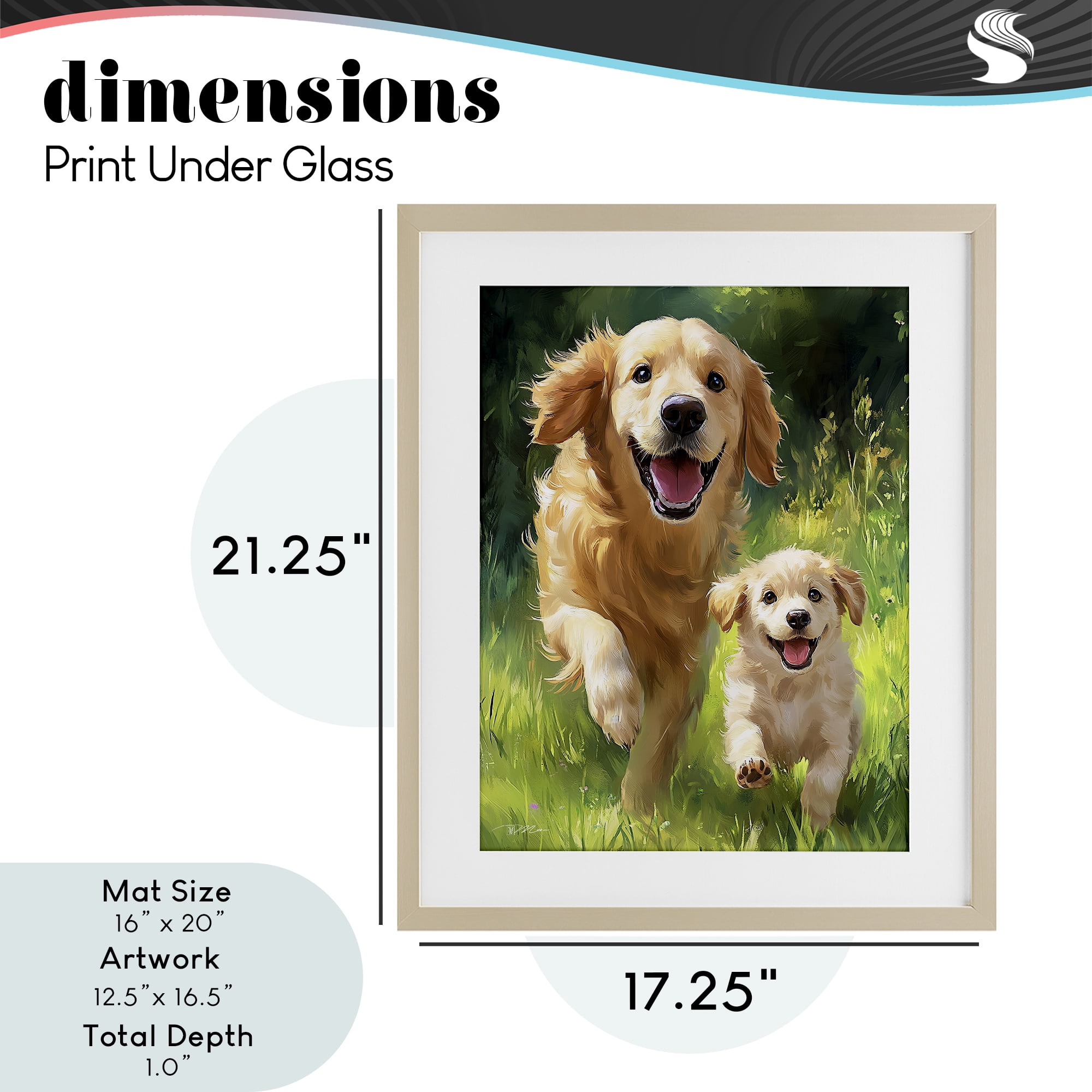 Father & Son Labrador Birch Framed Print Under Glass, design by Momart