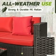 thumbnail image 2 of Homall 5 Pieces Outdoor Sectional Sofa with Tea Table, Red, 2 of 7
