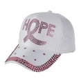 thumbnail image 3 of JUjie Pink Ribbon Cancer Hats for Women, Cancer Awareness Cap, Bling Cancer Survivor Gifts for Woman White One Size, 3 of 5