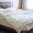 thumbnail image 3 of Q VITA Ensemble de Draps en Lin Français, Très Grand Lit, Literie 4 Pcs pour Adultes – Orange Poussiéreux, Lavé aux Enzymes, Poche Profonde de 14 Pouces, Certifié OEKO-TEX, 3 of 8