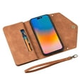 thumbnail image 5 of Nalacover for iPhone 13 Pro Wallet Case,360 Protection PU Leather and Soft TPU Magnetic Flip Folding Kickstand Card Slots Zipper Pocket Shockproof Cover with Crossbody Shoulder Strap.Brown, 5 of 13