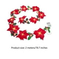 thumbnail image 3 of Bouanq Christmas Decorations Xmas Tree Ornaments LED Christmas Red Poinsettia Wreath With Warm Lighting Artificial Poinsettia For Holiday Decoration Battery Powered Christmas Gifts on Clearance, 3 of 7