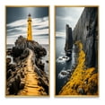 thumbnail image 2 of Designart "Lighthouse Photo Grey and Yellow Serenity II" Lighthouses Framed Wall Art Set Of 2 - Grey Beach Gallery Wall Frame Set For Home Decor, 2 of 7