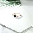 thumbnail image 5 of Gem Stone King 10K Rose Gold Black Onyx White Created Sapphire and White Diamond Accent 3-Stone Engagement Ring for Women (0.94 Cttw, Round 6MM, Gemstone December Birthstone, Size 6.5), 5 of 6