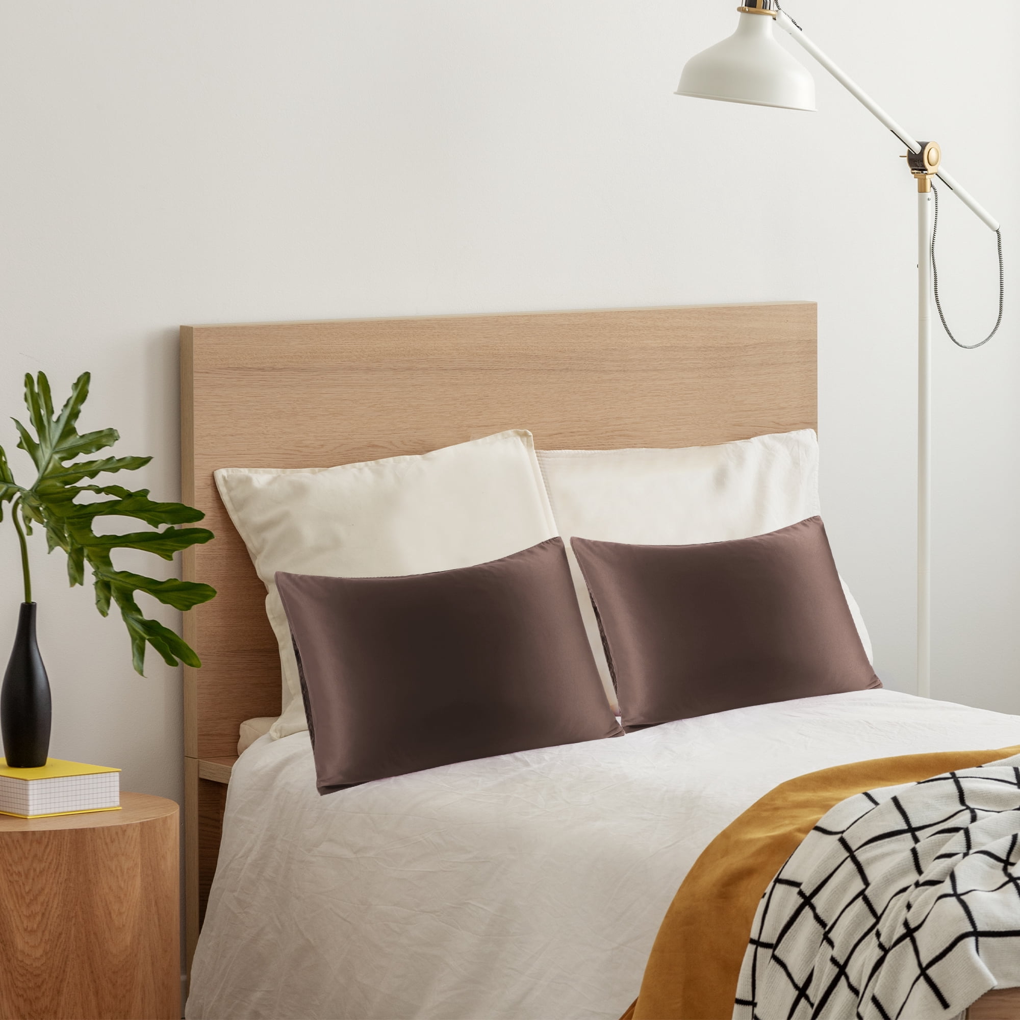 Unique Bargains 4 Pack Satin Pillowcases for Hair and Skin, Brown Travel