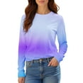 thumbnail image 5 of WHEANG Long Sleeve Shirts For Women Crew Neck Long Sleeve Printed Basic Tee Imitation Cotton Soft Comfy Casual Loose Fit Top 1Pc Blue S-4Xl, 5 of 9
