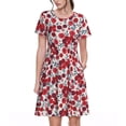 thumbnail image 1 of Balery Red Hawthorn Vestidos sueltos de manga corta para mujer, vestidos de verano 2025, vestidos casuales de corte A con vuelo., 1 of 6