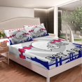 thumbnail image 3 of Erosebridal Football Themed Bed Sheets Set for Twin Bed,Football Fans Sheet Set ,Football Lovers Sheets,Red Blue Gray Flat Fitted Sheet with 1 Pillowcase Deep Pockets(Buffalo), 3 of 6