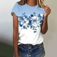 thumbnail image 2 of jtjvou Women's Round Neck Tees Floral Shirts Trendy Fashion Summer Going out Tops for Teen Casual Loose Lady Short Sleeve Tees Multicolor,L, 2 of 5