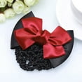 thumbnail image 5 of Bowknot Decor Snood Net Barrette Hair Clip Bun Cover, 5 of 8