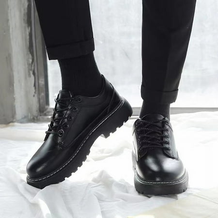 Leather shoes men s breathable British style business formal wear big head trendy low-top Martin boots thick bottom casual leather men s shoes 44