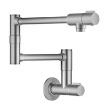 KRAUS Bolden 2 Handle Wall Mount Pot Filler Faucet with Retractable Arm in Spot-Free Stainless Steel