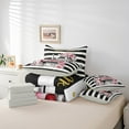 thumbnail image 6 of Castle Fairy Geometric Stripes 7pcs Bedding Comforter Set,Pink Fashion Queen Bedding Sets Super Cozy,Bling Glitter Queen Sheet Sets,Ultra Soft Floral Home Decor,Reversible, 6 of 8